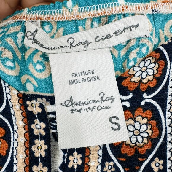 American Rag Teal Multi Sleeveless Ruffle Strap Button Down Tassel Maxi Dress S - Picture 9 of 10